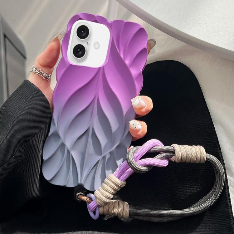 Custodia per telefono in TPU bicolore con effetto spruzzato d'olio, spessa e con motivo a foglie 3D, completa di cinturino., For iPhone 18, For iPhone 18 Pro, For iPhone 18 Pro Max, For iPhone 17 Pro Max