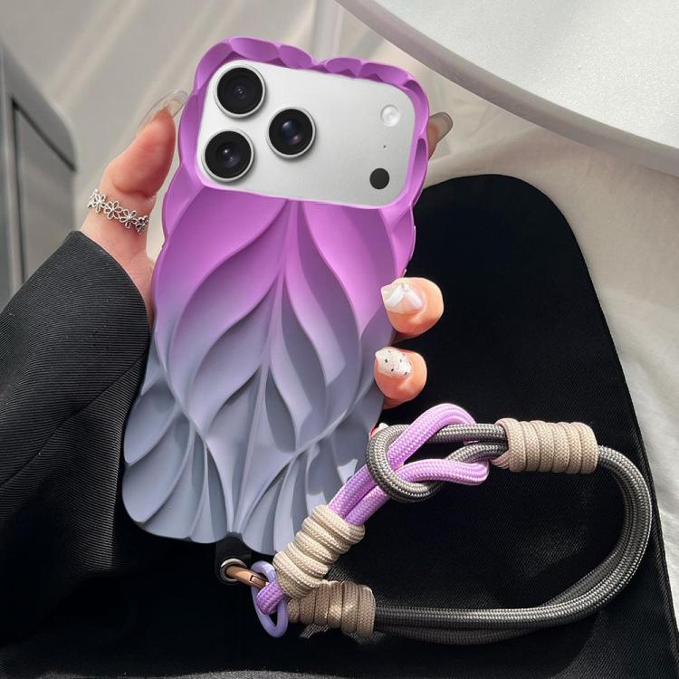 Custodia per telefono in TPU bicolore con effetto spruzzato d'olio, spessa e con motivo a foglie 3D, completa di cinturino., For iPhone 17 Pro, For iPhone 17, For iPhone 16 Pro Max, For iPhone 16 Pro
