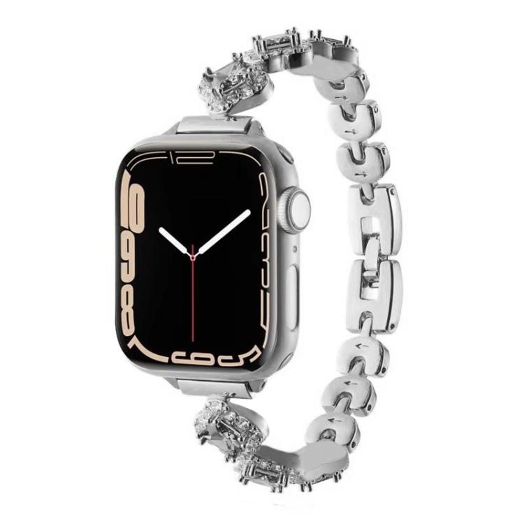 Cinturino per orologio xDfind con quadrifoglio e diamanti in metallo, For Apple Watch 42 / 44 / 45 / 46 / 49mm, For Apple Watch 38 / 40 / 41 / S10 42mm