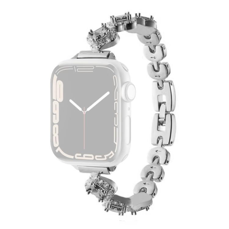 Cinturino per orologio xDfind con quadrifoglio e diamanti in metallo, For Apple Watch 42 / 44 / 45 / 46 / 49mm, For Apple Watch 38 / 40 / 41 / S10 42mm