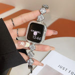 Cinturino per orologio xDfind con quadrifoglio e diamanti in metallo, For Apple Watch 42 / 44 / 45 / 46 / 49mm, For Apple Watch 38 / 40 / 41 / S10 42mm