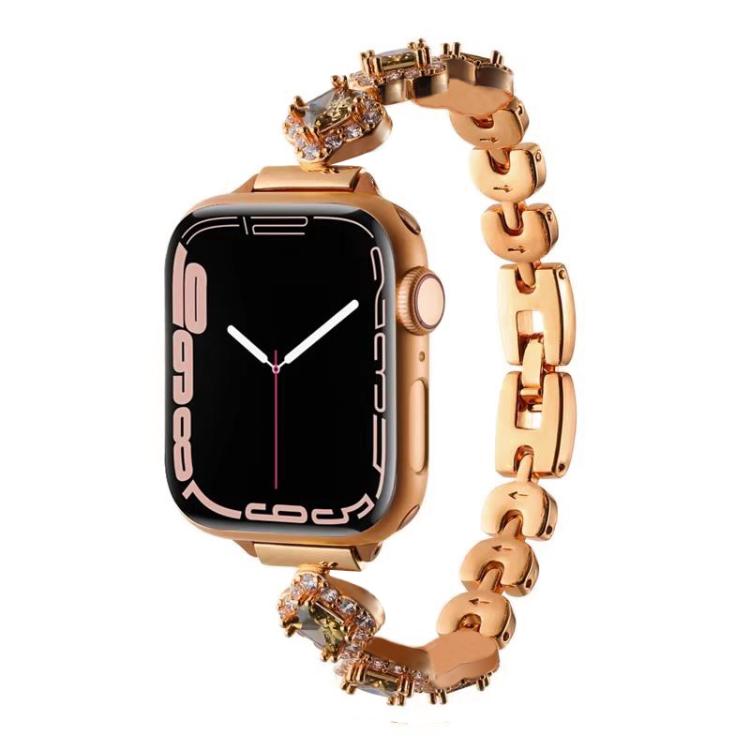Cinturino per orologio xDfind con quadrifoglio e diamanti in metallo, For Apple Watch 42 / 44 / 45 / 46 / 49mm, For Apple Watch 38 / 40 / 41 / S10 42mm