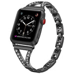 Cinturino per orologio xDfind in acciaio inossidabile con motivo a spina di pesce e diamanti, For Apple Watch 42 / 44 / 45 / 46 / 49mm, For Apple Watch 38 / 40 / 41 / S10 42mm