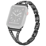 Cinturino per orologio xDfind in acciaio inossidabile con motivo a spina di pesce e diamanti, For Apple Watch 42 / 44 / 45 / 46 / 49mm, For Apple Watch 38 / 40 / 41 / S10 42mm