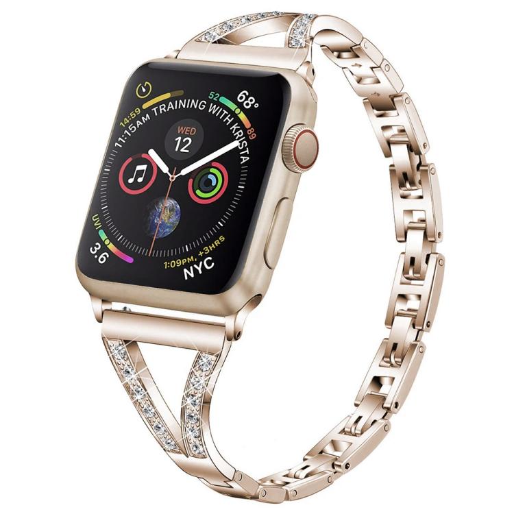 Cinturino per orologio xDfind in acciaio inossidabile con motivo a spina di pesce e diamanti, For Apple Watch 42 / 44 / 45 / 46 / 49mm, For Apple Watch 38 / 40 / 41 / S10 42mm