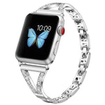 Cinturino per orologio xDfind in acciaio inossidabile con motivo a spina di pesce e diamanti, For Apple Watch 42 / 44 / 45 / 46 / 49mm, For Apple Watch 38 / 40 / 41 / S10 42mm