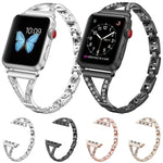 Cinturino per orologio xDfind in acciaio inossidabile con motivo a spina di pesce e diamanti, For Apple Watch 42 / 44 / 45 / 46 / 49mm, For Apple Watch 38 / 40 / 41 / S10 42mm
