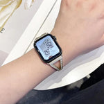 Cinturino per orologio xDfind in acciaio inossidabile con motivo a spina di pesce e diamanti, For Apple Watch 42 / 44 / 45 / 46 / 49mm, For Apple Watch 38 / 40 / 41 / S10 42mm