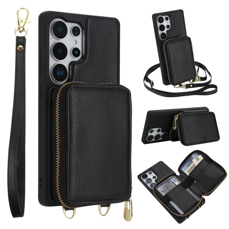 Borsa a tracolla con cerniera, protezione RFID, custodia per carte e telefono, For Samsung Galaxy S25 5G / S24 5G, For Samsung Galaxy S25+ 5G / S24+ 5G, For Samsung Galaxy S24 Ultra 5G, For Samsung Galaxy S22+ 5G