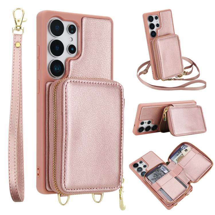 Borsa a tracolla con cerniera, protezione RFID, custodia per carte e telefono, For Samsung Galaxy S25 5G / S24 5G, For Samsung Galaxy S25+ 5G / S24+ 5G, For Samsung Galaxy S24 Ultra 5G, For Samsung Galaxy S22+ 5G