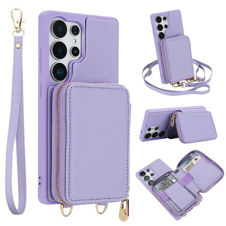Borsa a tracolla con cerniera, protezione RFID, custodia per carte e telefono, For Samsung Galaxy S25 5G / S24 5G, For Samsung Galaxy S25+ 5G / S24+ 5G, For Samsung Galaxy S24 Ultra 5G, For Samsung Galaxy S22+ 5G