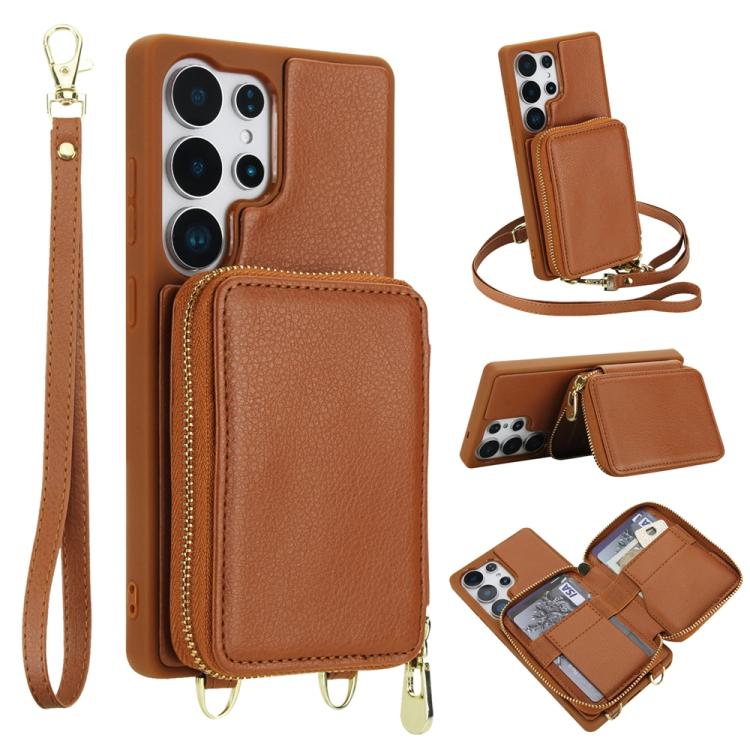 Borsa a tracolla con cerniera, protezione RFID, custodia per carte e telefono, For Samsung Galaxy S25 5G / S24 5G, For Samsung Galaxy S25+ 5G / S24+ 5G, For Samsung Galaxy S24 Ultra 5G, For Samsung Galaxy S22+ 5G