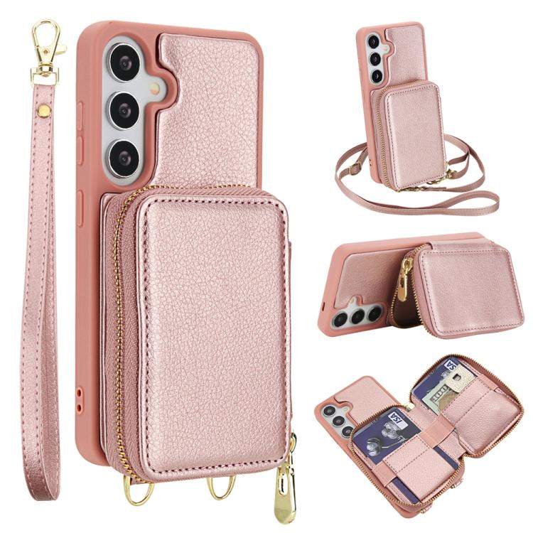 Borsa a tracolla con cerniera, protezione RFID, custodia per carte e telefono, For Samsung Galaxy S25 5G / S24 5G, For Samsung Galaxy S25+ 5G / S24+ 5G, For Samsung Galaxy S24 Ultra 5G, For Samsung Galaxy S22+ 5G