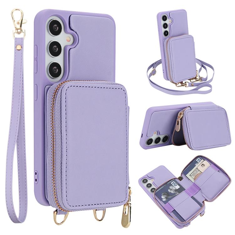 Borsa a tracolla con cerniera, protezione RFID, custodia per carte e telefono, For Samsung Galaxy S25 5G / S24 5G, For Samsung Galaxy S25+ 5G / S24+ 5G, For Samsung Galaxy S24 Ultra 5G, For Samsung Galaxy S22+ 5G