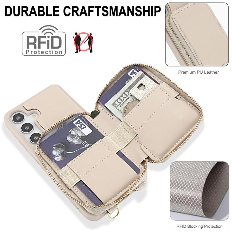 Borsa a tracolla con cerniera, protezione RFID, custodia per carte e telefono, For Samsung Galaxy S25 5G / S24 5G, For Samsung Galaxy S25+ 5G / S24+ 5G, For Samsung Galaxy S24 Ultra 5G, For Samsung Galaxy S22+ 5G