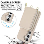 Borsa a tracolla con cerniera, protezione RFID, custodia per carte e telefono, For Samsung Galaxy S25 5G / S24 5G, For Samsung Galaxy S25+ 5G / S24+ 5G, For Samsung Galaxy S24 Ultra 5G, For Samsung Galaxy S22+ 5G
