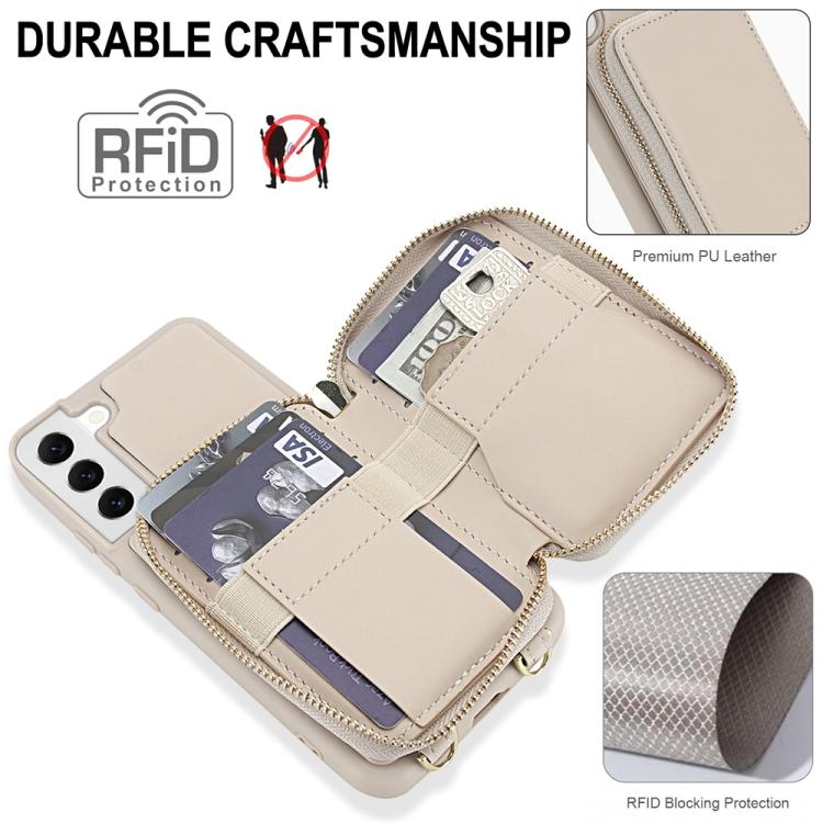 Borsa a tracolla con cerniera, protezione RFID, custodia per carte e telefono, For Samsung Galaxy S22 5G