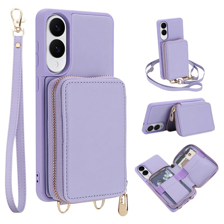 Borsa a tracolla con cerniera, protezione RFID, custodia per carte e telefono, For Samsung Galaxy S26+ 5G, For Samsung Galaxy S26 Ultra 5G, For Samsung Galaxy S26 5G, For Samsung Galaxy S25 FE 5G