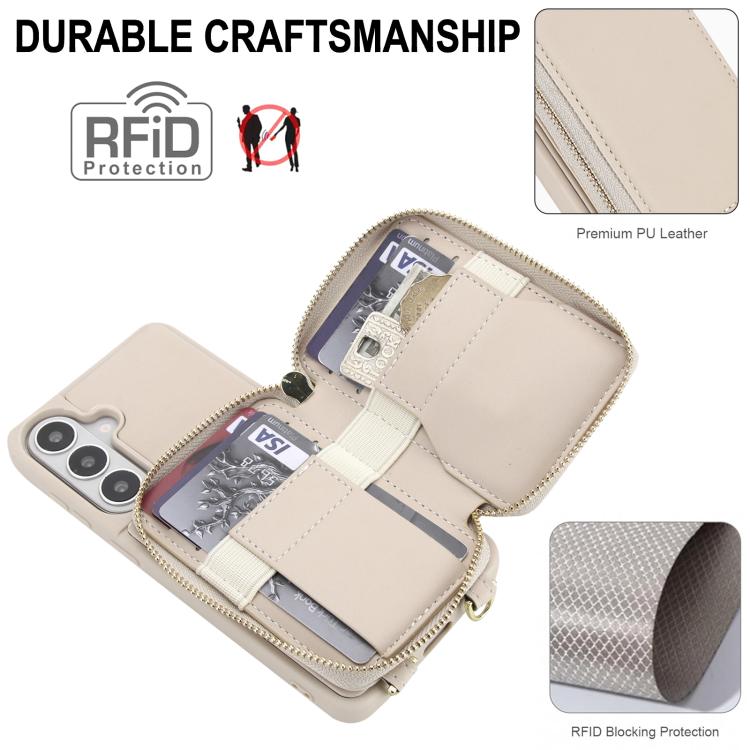 Borsa a tracolla con cerniera, protezione RFID, custodia per carte e telefono, For Samsung Galaxy S26+ 5G, For Samsung Galaxy S26 Ultra 5G, For Samsung Galaxy S26 5G, For Samsung Galaxy S25 FE 5G