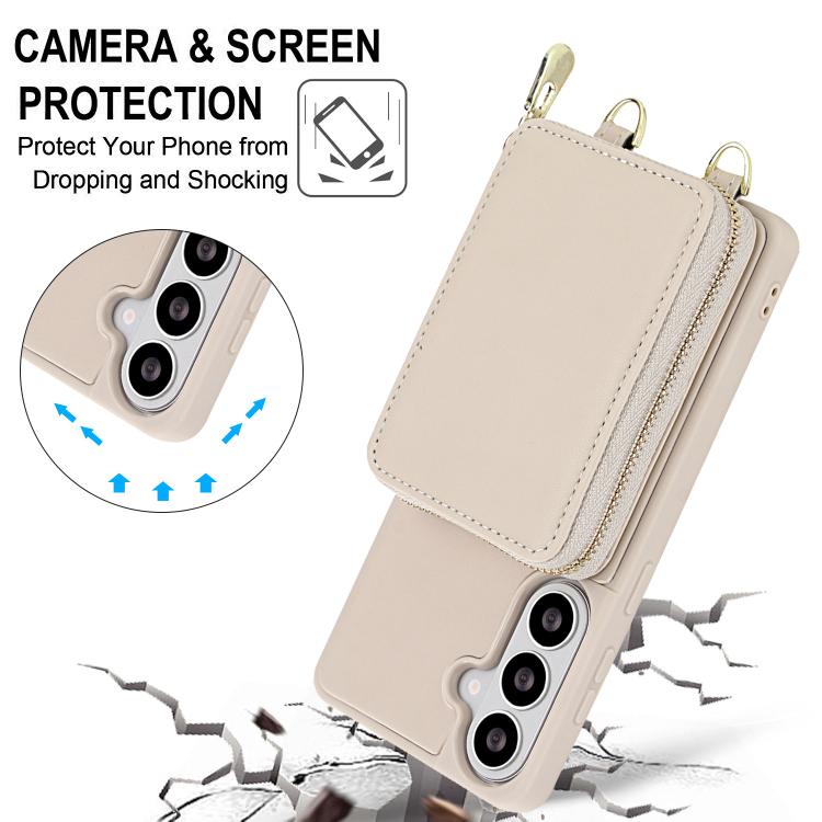 Borsa a tracolla con cerniera, protezione RFID, custodia per carte e telefono, For Samsung Galaxy S26+ 5G, For Samsung Galaxy S26 Ultra 5G, For Samsung Galaxy S26 5G, For Samsung Galaxy S25 FE 5G