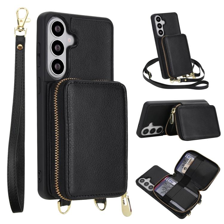 Borsa a tracolla con cerniera, protezione RFID, custodia per carte e telefono, For Samsung Galaxy S26+ 5G, For Samsung Galaxy S26 Ultra 5G, For Samsung Galaxy S26 5G, For Samsung Galaxy S25 FE 5G