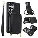 Borsa a tracolla con cerniera, protezione RFID, custodia per carte e telefono, For Samsung Galaxy S26+ 5G, For Samsung Galaxy S26 Ultra 5G, For Samsung Galaxy S26 5G, For Samsung Galaxy S25 FE 5G