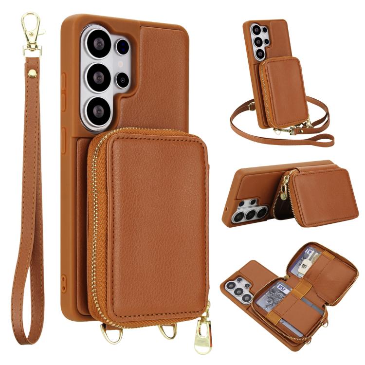 Borsa a tracolla con cerniera, protezione RFID, custodia per carte e telefono, For Samsung Galaxy S26+ 5G, For Samsung Galaxy S26 Ultra 5G, For Samsung Galaxy S26 5G, For Samsung Galaxy S25 FE 5G