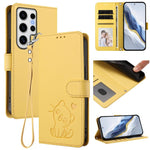 Custodia per telefono in pelle con ciondolo a forma di gatto e cuore in rilievo, completa di cinturino da polso., For Samsung Galaxy S24 Ultra 5G, For Samsung Galaxy S23 FE 5G