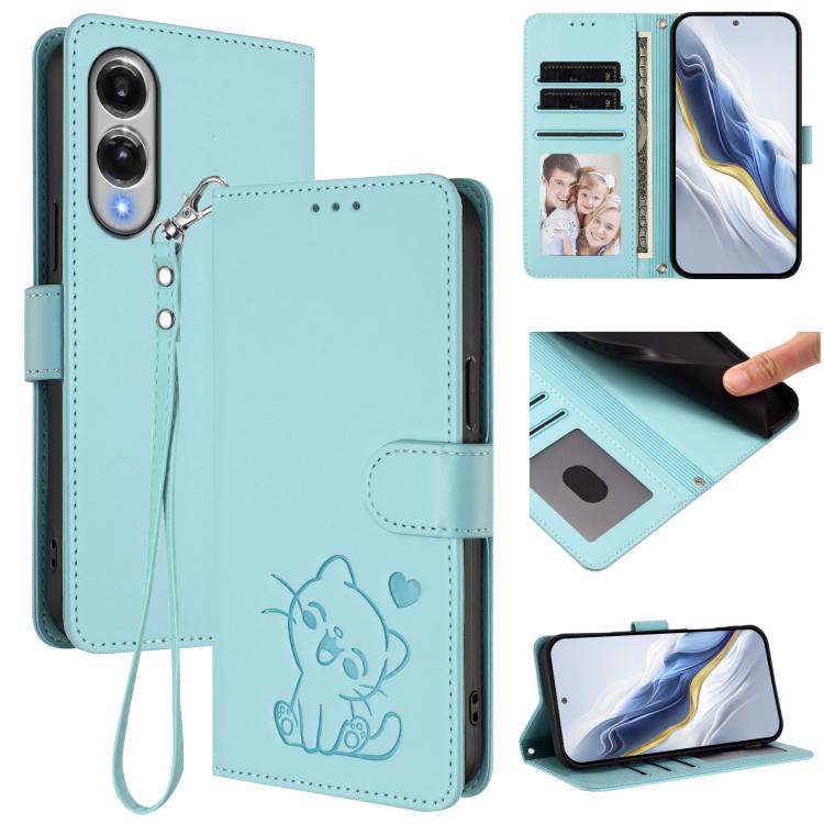 Custodia per telefono in pelle con ciondolo a forma di gatto e cuore in rilievo, completa di cinturino da polso., For Samsung Galaxy S25 FE 5G, For Samsung Galaxy S25 Edge 5G