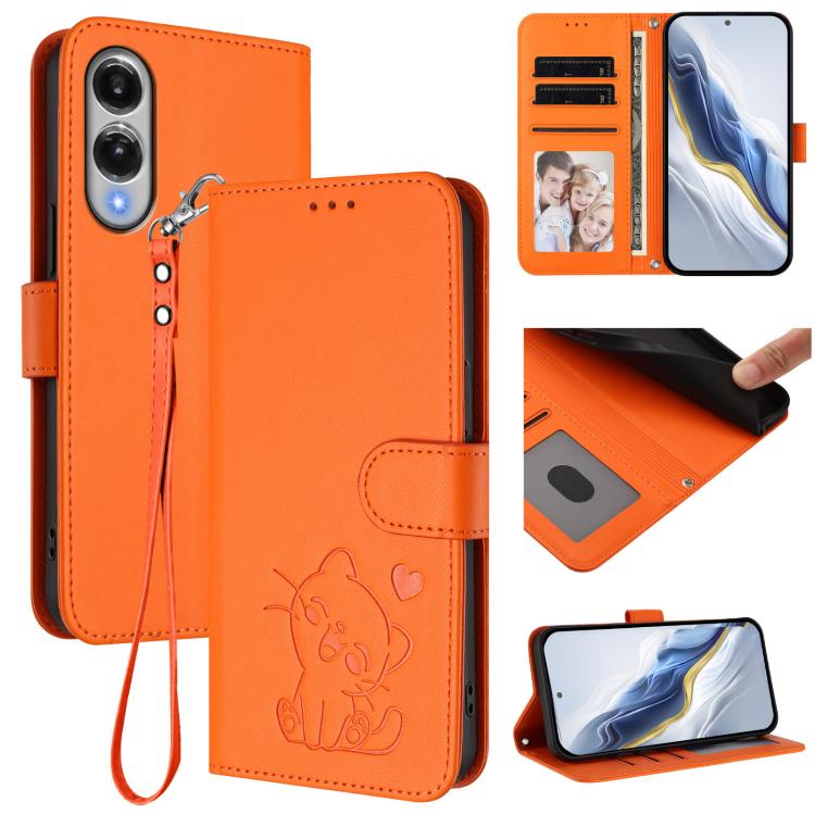 Custodia per telefono in pelle con ciondolo a forma di gatto e cuore in rilievo, completa di cinturino da polso., For Samsung Galaxy S25 FE 5G, For Samsung Galaxy S25 Edge 5G