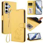 Custodia per telefono in pelle con ciondolo a forma di gatto e cuore in rilievo, completa di cinturino da polso., For Samsung Galaxy S25 Ultra 5G, For Samsung Galaxy S24 FE 5G
