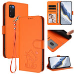 Custodia per telefono in pelle con ciondolo a forma di gatto e cuore in rilievo, completa di cinturino da polso., For Samsung Galaxy S23 5G, For Samsung Galaxy S20 FE