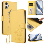 Custodia per telefono in pelle con ciondolo a forma di gatto e cuore in rilievo, completa di cinturino da polso., For Samsung Galaxy A26 / A17, For Samsung Galaxy A06 / A07