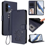 Custodia per telefono in pelle con ciondolo a forma di gatto e cuore in rilievo, completa di cinturino da polso., For Samsung Galaxy A56 / A36 5G, For Samsung Galaxy A05 / M05 4G