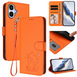 Custodia per telefono in pelle con ciondolo a forma di gatto e cuore in rilievo, completa di cinturino da polso., For Galaxy A27 5G, For Samsung Galaxy A25e 5G