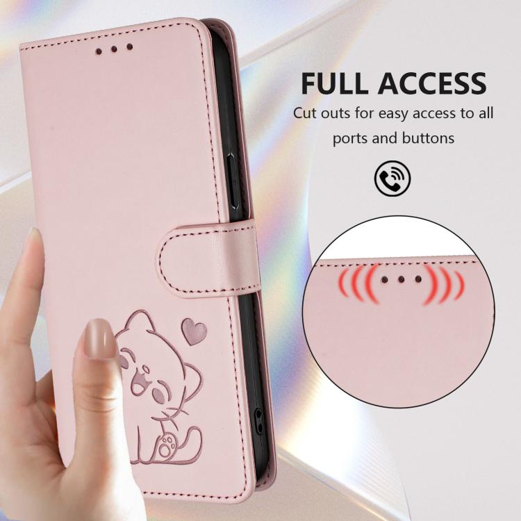 Custodia per telefono in pelle con ciondolo a forma di gatto e cuore in rilievo, completa di cinturino da polso., For Samsung Galaxy A15 4G / 5G, For Samsung Galaxy A55 5G
