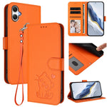 Custodia per telefono in pelle con ciondolo a forma di gatto e cuore in rilievo, completa di cinturino da polso., For Samsung Galaxy A56 / A36 5G, For Samsung Galaxy A05 / M05 4G