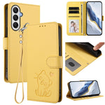 Custodia per telefono in pelle con ciondolo a forma di gatto e cuore in rilievo, completa di cinturino da polso., For Samsung Galaxy A16 4G / 5G, For Samsung Galaxy A05s / F14 4G