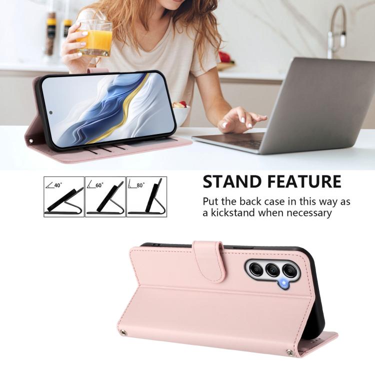 Custodia per telefono in pelle con ciondolo a forma di gatto e cuore in rilievo, completa di cinturino da polso., For Samsung Galaxy A24 4G, For Samsung Galaxy A23 4G / 5G