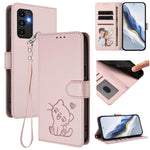 Custodia per telefono in pelle con ciondolo a forma di gatto e cuore in rilievo, completa di cinturino da polso., For Samsung Galaxy A13 4G / 5G, For Samsung Galaxy A53 5G