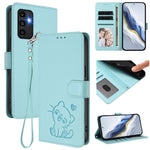 Custodia per telefono in pelle con ciondolo a forma di gatto e cuore in rilievo, completa di cinturino da polso., For Samsung Galaxy A13 4G / 5G, For Samsung Galaxy A53 5G