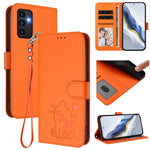 Custodia per telefono in pelle con ciondolo a forma di gatto e cuore in rilievo, completa di cinturino da polso., For Samsung Galaxy A13 4G / 5G, For Samsung Galaxy A53 5G