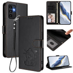 Custodia per telefono in pelle con ciondolo a forma di gatto e cuore in rilievo, completa di cinturino da polso., For Samsung Galaxy A13 4G / 5G, For Samsung Galaxy A53 5G