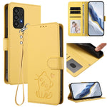 Custodia per telefono in pelle con ciondolo a forma di gatto e cuore in rilievo, completa di cinturino da polso., For Samsung Galaxy A13 4G / 5G, For Samsung Galaxy A53 5G