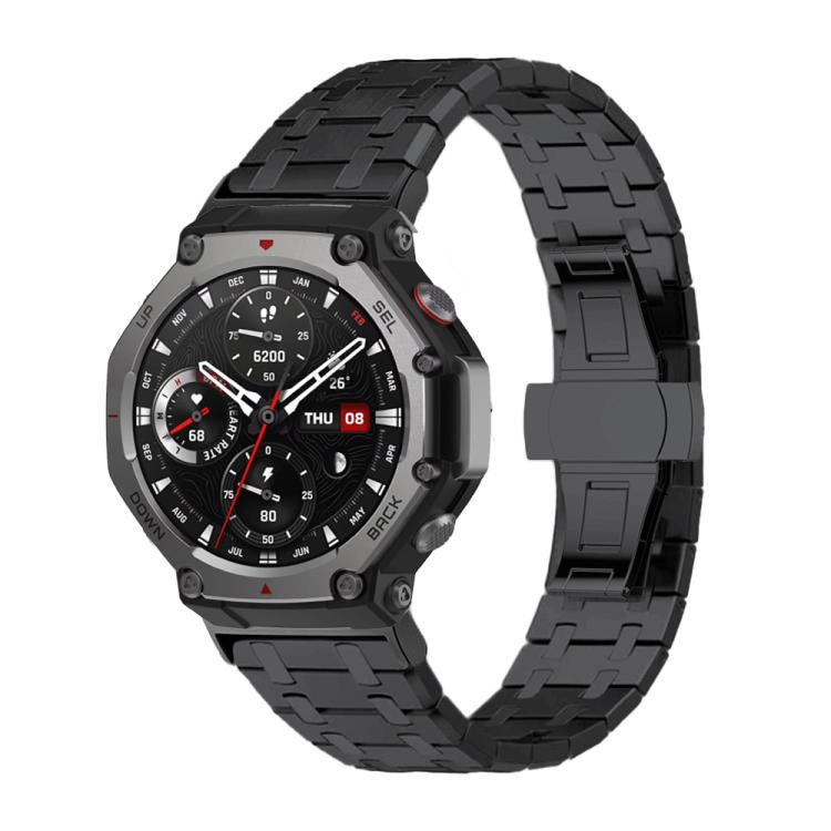 Cinturino per orologio in acciaio inossidabile con fibbia a farfalla., For  Amazfit T-Rex 3, For  Amazfit T-Rex 2, For Amazfit T-Rex Pro