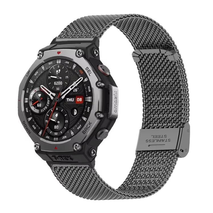 Cinturino per orologio in acciaio inossidabile con fibbia a maglia fine., For Amazfit T-Rex Pro