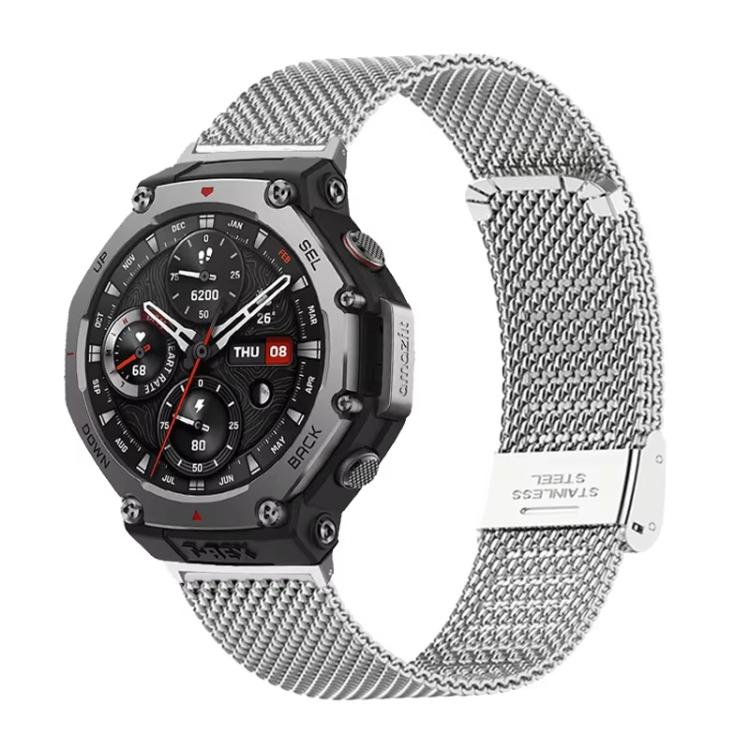 Cinturino per orologio in acciaio inossidabile con fibbia a maglia fine., For Amazfit T-Rex Pro