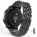 Cinturino per orologio in acciaio inossidabile con fibbia a farfalla e sette perline, For  Amazfit T-Rex 3, For  Amazfit T-Rex 2