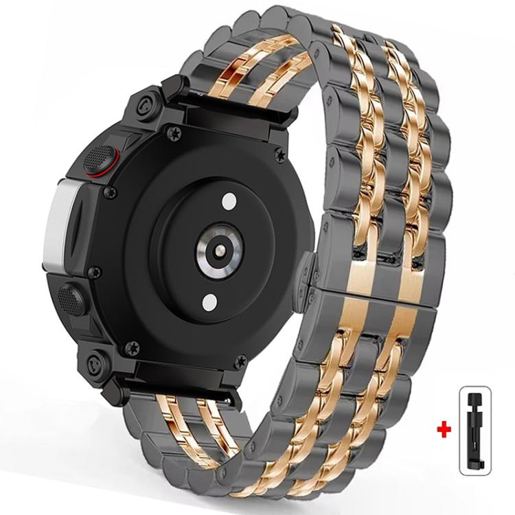 Cinturino per orologio in acciaio inossidabile con fibbia a farfalla e sette perline, For  Amazfit T-Rex 3, For  Amazfit T-Rex 2