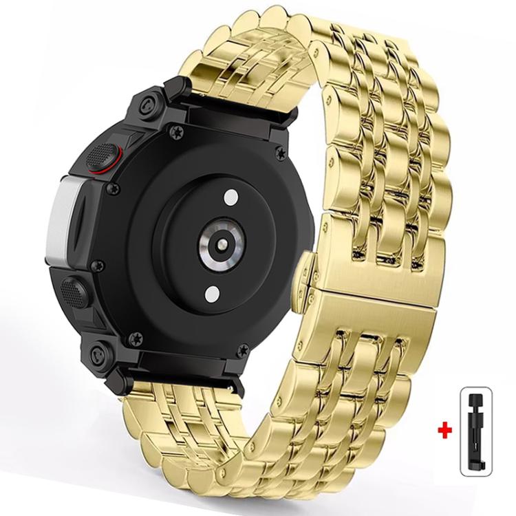 Cinturino per orologio in acciaio inossidabile con fibbia a farfalla e sette perline, For  Amazfit T-Rex 3, For  Amazfit T-Rex 2